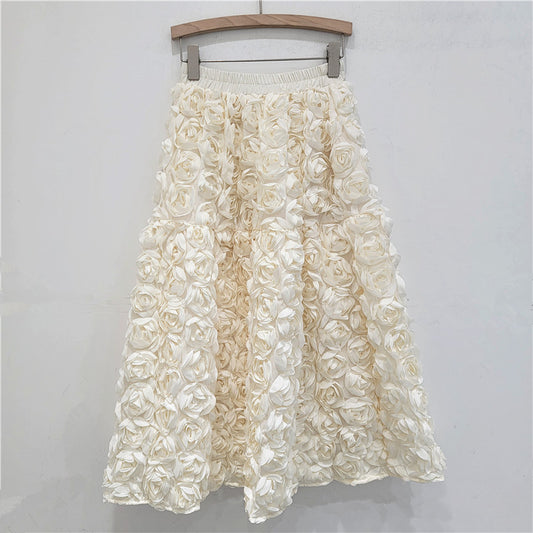 French Flower A-Line Skirt - Harajuku Inspired Fashion