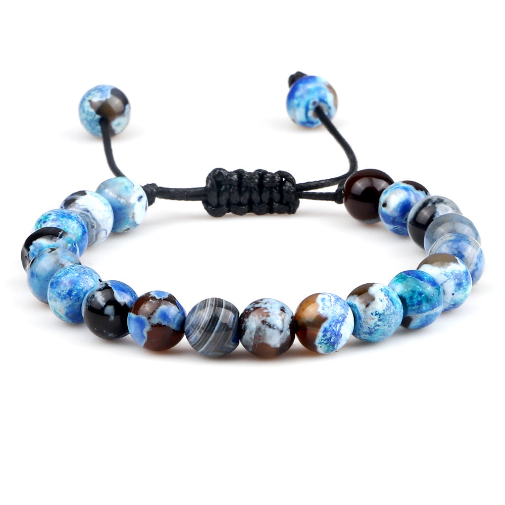 8mm Tiger Eye Stone Beads Bracelet - Adjustable & Braided