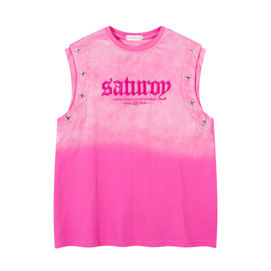 Streetwear Washed Heavywork Embroidered Vest