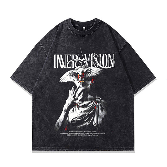 Men's Printed Loose Fit Pure Cotton T-Shirt - Harajuku Style