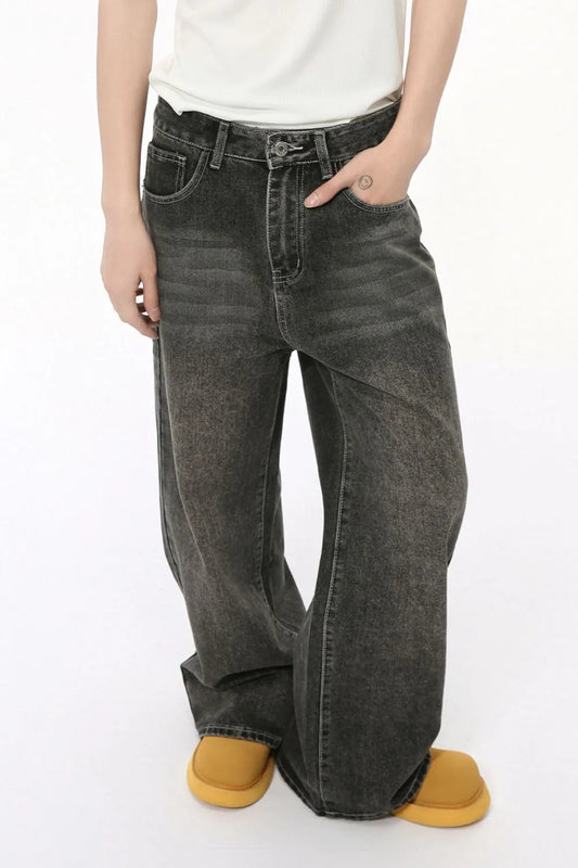 Harajuku Wide Leg Men's Jeans with Pockets