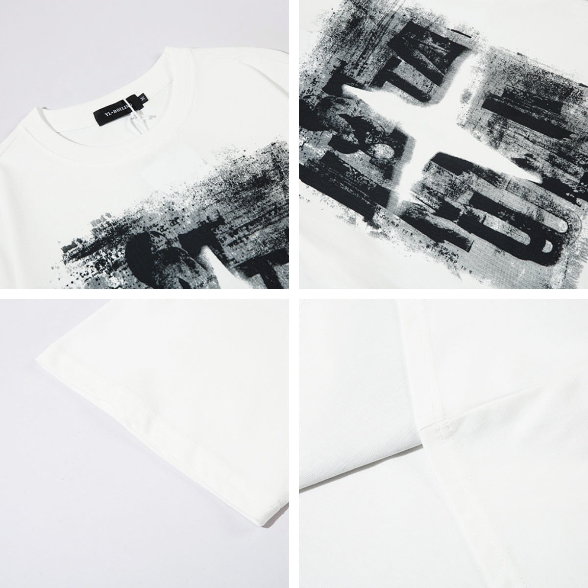Letter Print Pure Cotton Short Sleeve T-Shirt