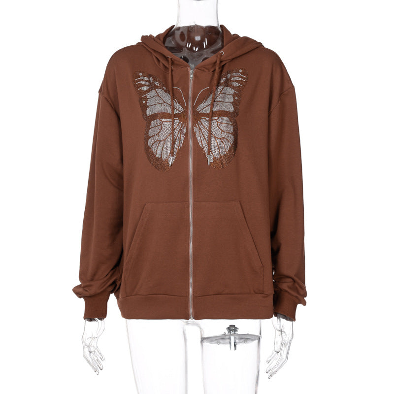 Playful Butterfly Ironing Long Sleeve Hoodie Sweater