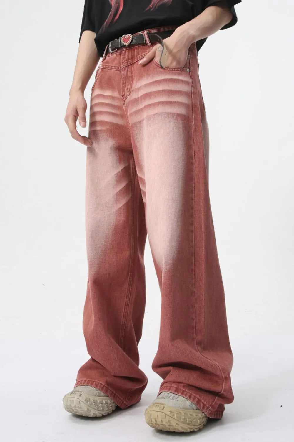 Men's Playful Washed Wide Leg Jeans