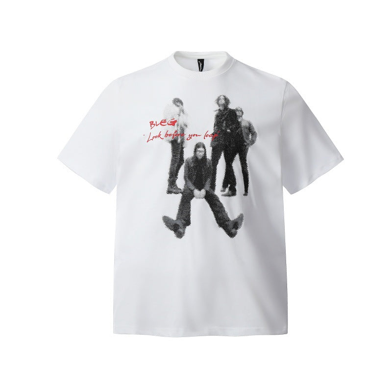 Playful Character Letter Printed Casual T-Shirt