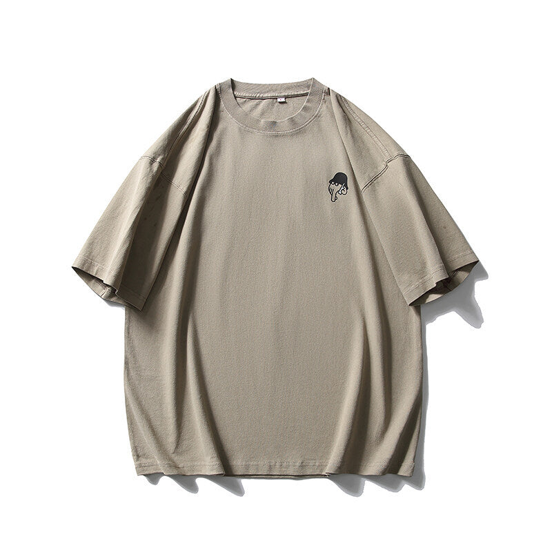 Worn-In Letter Print Loose Short Sleeve Shirt