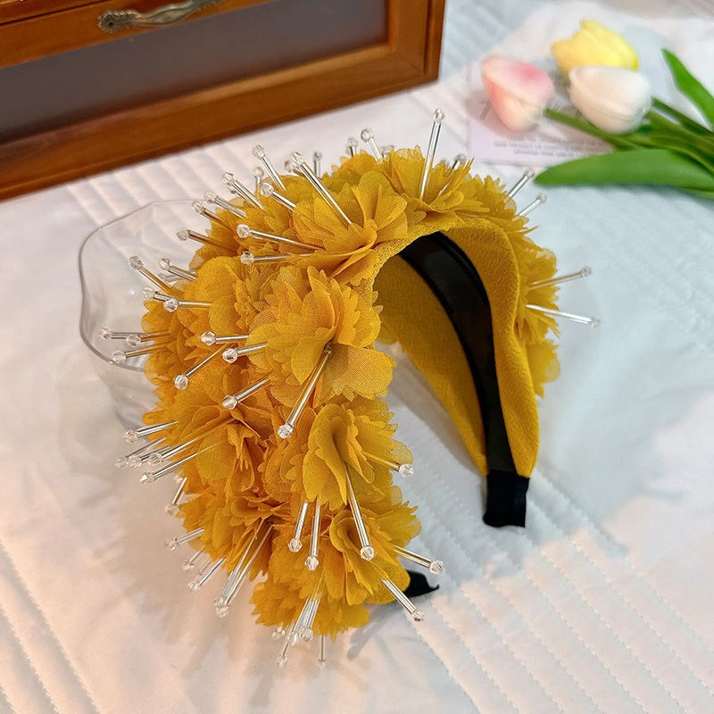 Fashionable Wide Edge Fabric Crystal Headband