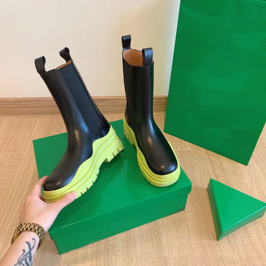 Women’s Chunky Heel Mid Calf Chelsea Boots