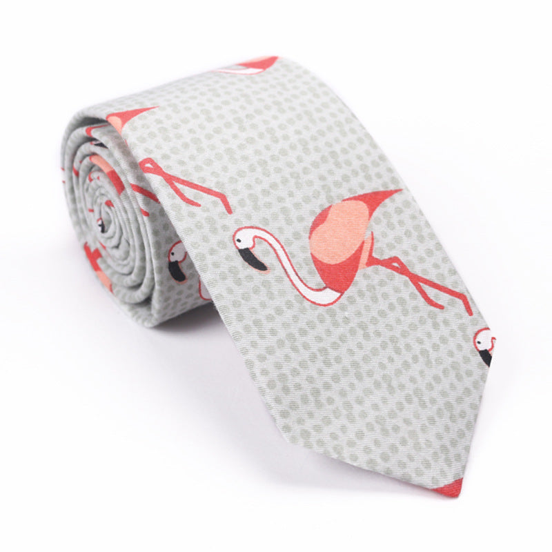 Printed Cartoon Cotton Neck Unisex Animal Pattern Tie