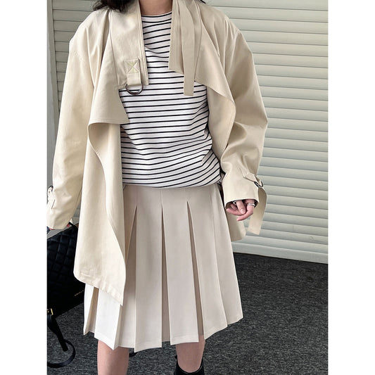 Harajuku High Waisted Woolen Pleated A-Line Skirt