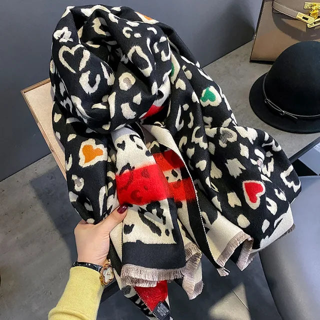 Luxury Double-Sided Cashmere Feel Leopard Scarf