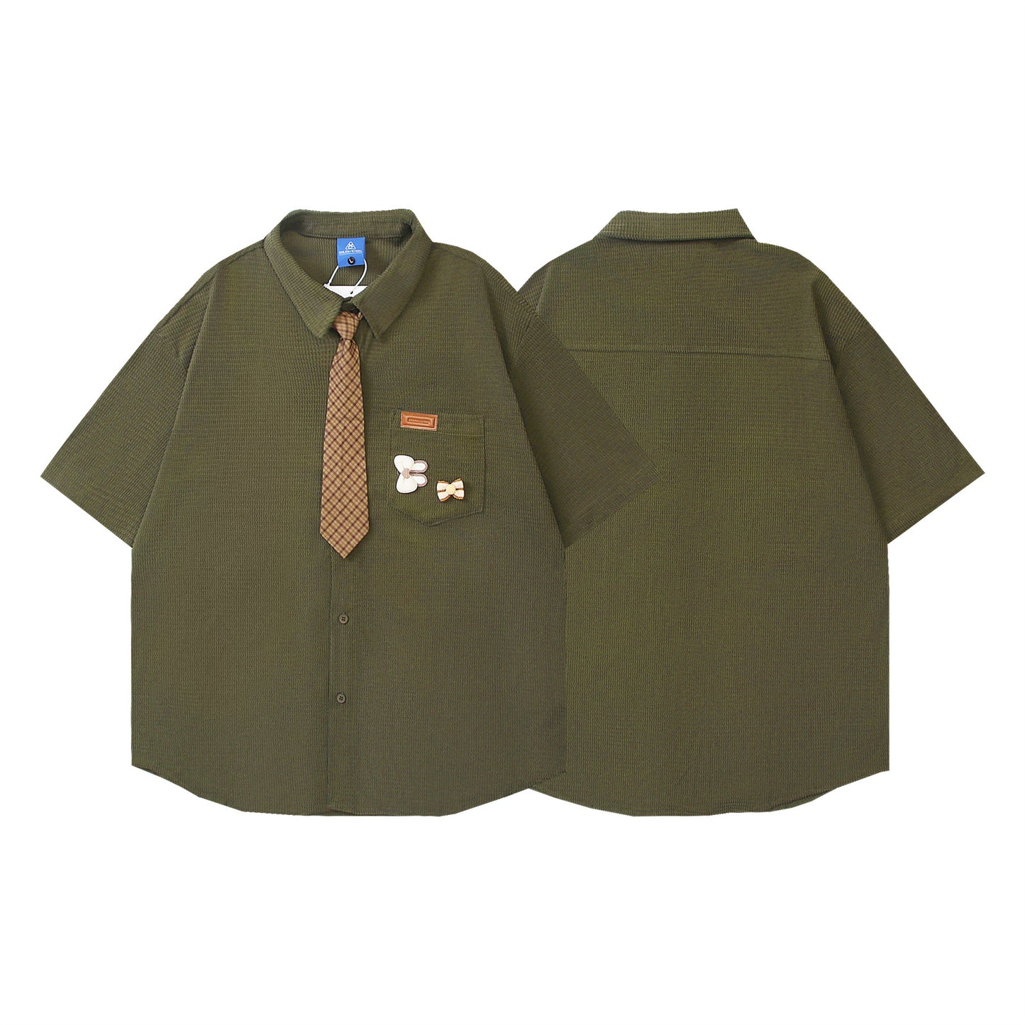 Retro Cartoon Embroidery Casual Shirt for Men