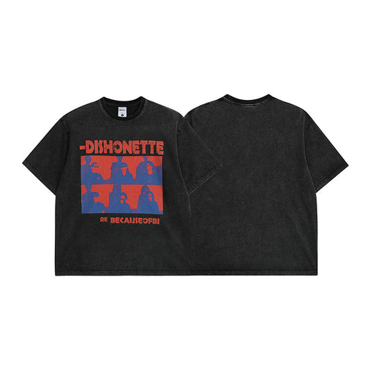 Vintage Retro Cartoon Print Short Sleeve T-Shirt