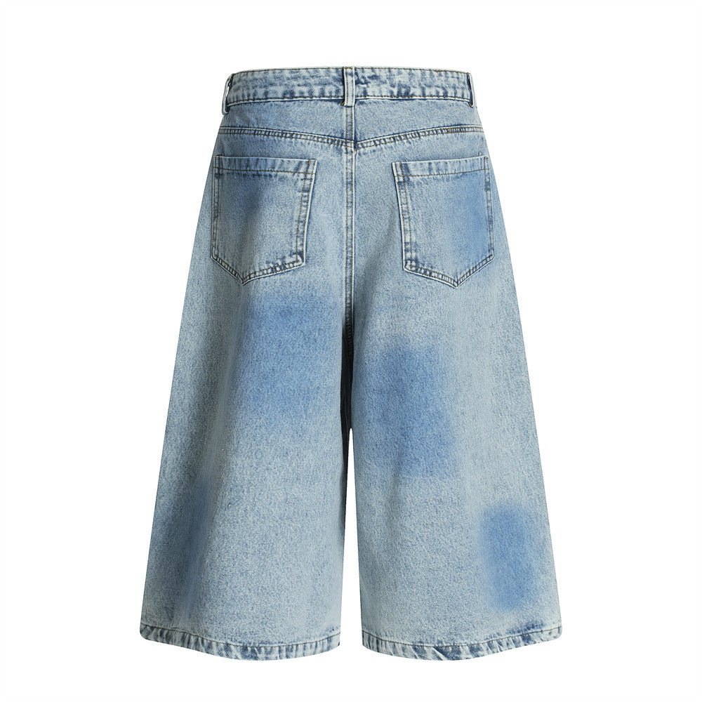 Vintage Washed Denim Shorts for Men - Harajuku Style