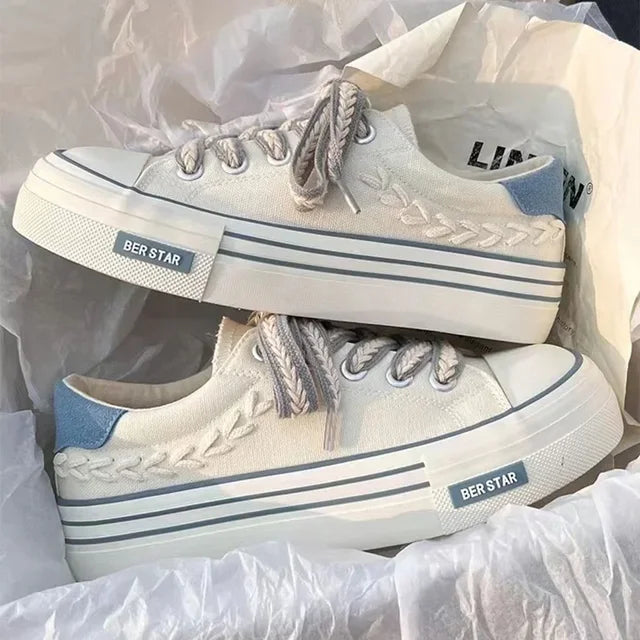 Women’s Platform Canvas Shoes – Chunky Sneakers for Outdoor Fun