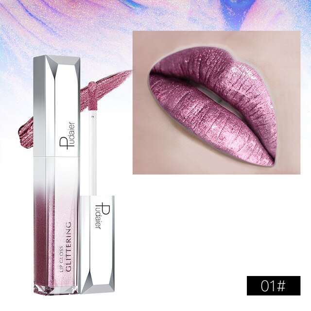 Metallic Glitter Shine Full Color Lipstick - 18 Shades