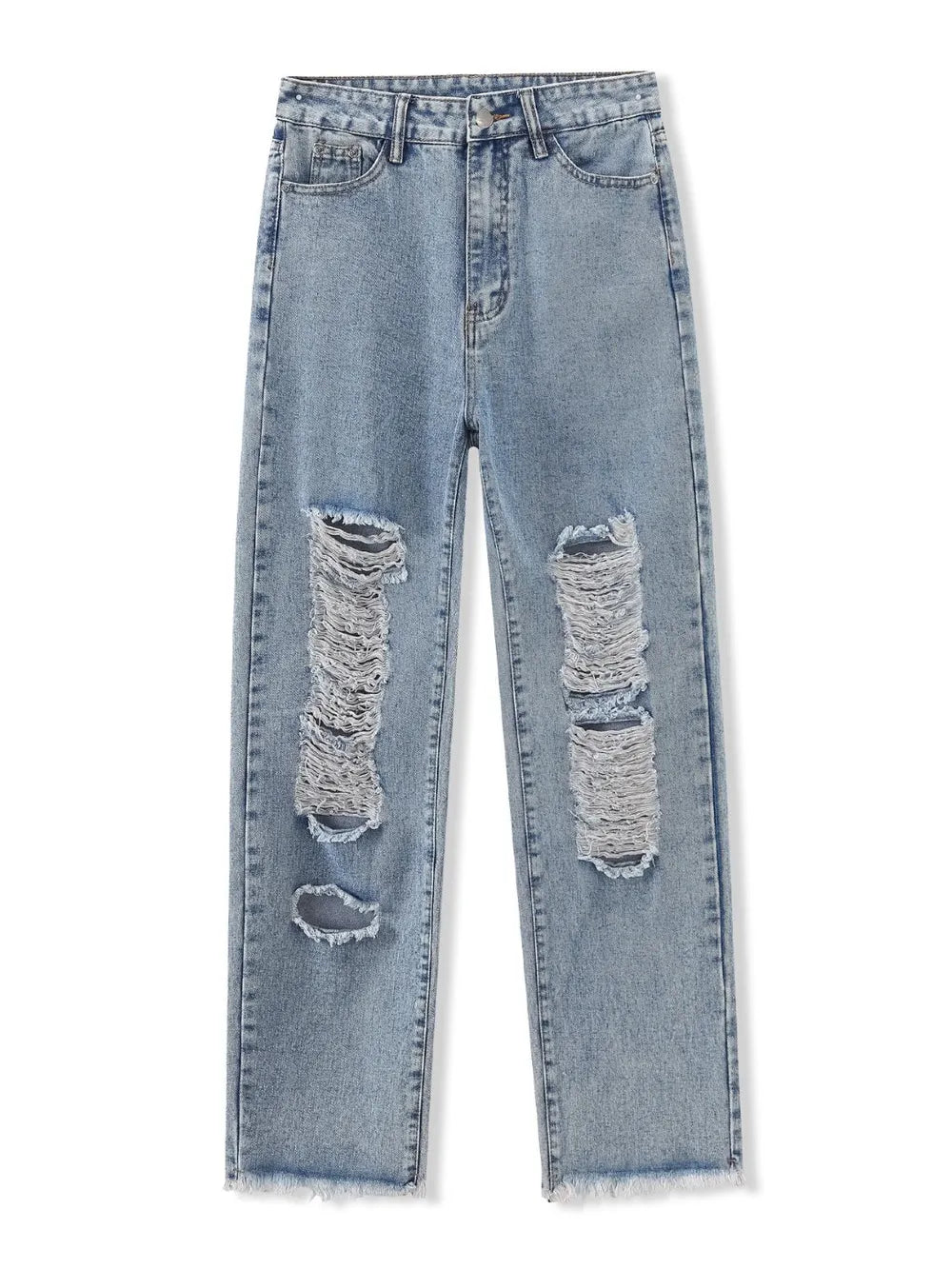 Harajuku Distressed Raw Hem Jeans