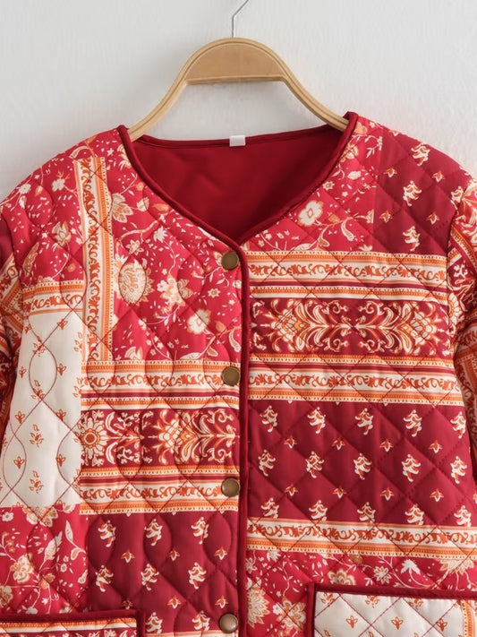 Printed Fungus Women's Harajuku Style Cotton Padded Jacket