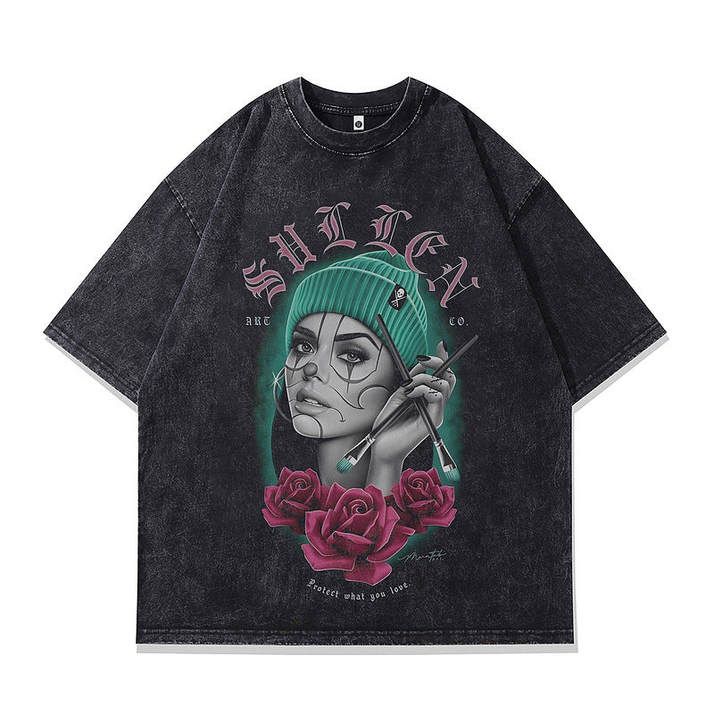 Harajuku Street Gang Print Tee - Retro Casual Short Sleeve T-Shirt