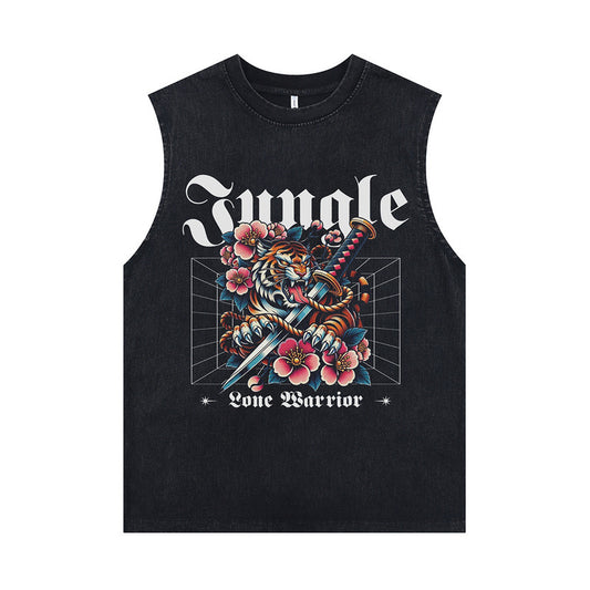 Harajuku Style Vintage Retro Print Sleeveless T-Shirt
