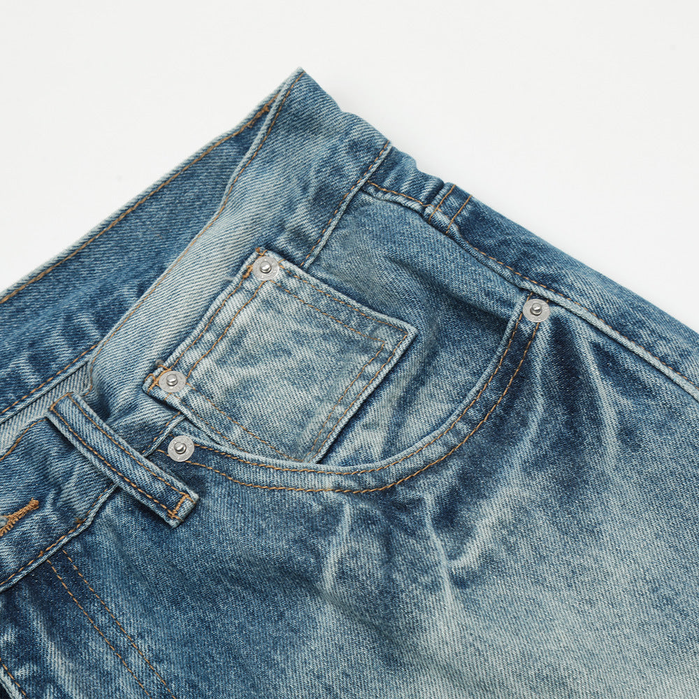 Color Block Denim Straight Leg Trousers for Men