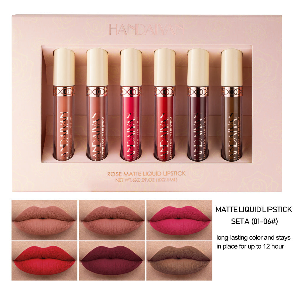 Harajuku Style 6 Matte Rose Lip Gloss Set - Gift Box