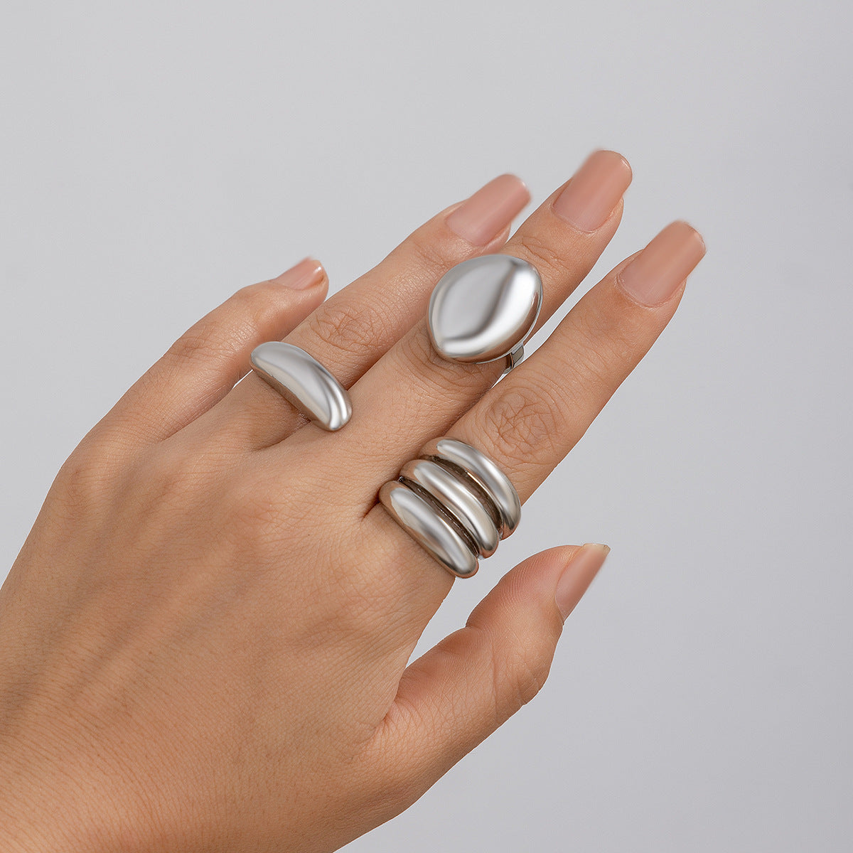 Playful Geometric Open Mouth Ring - Harajuku Style