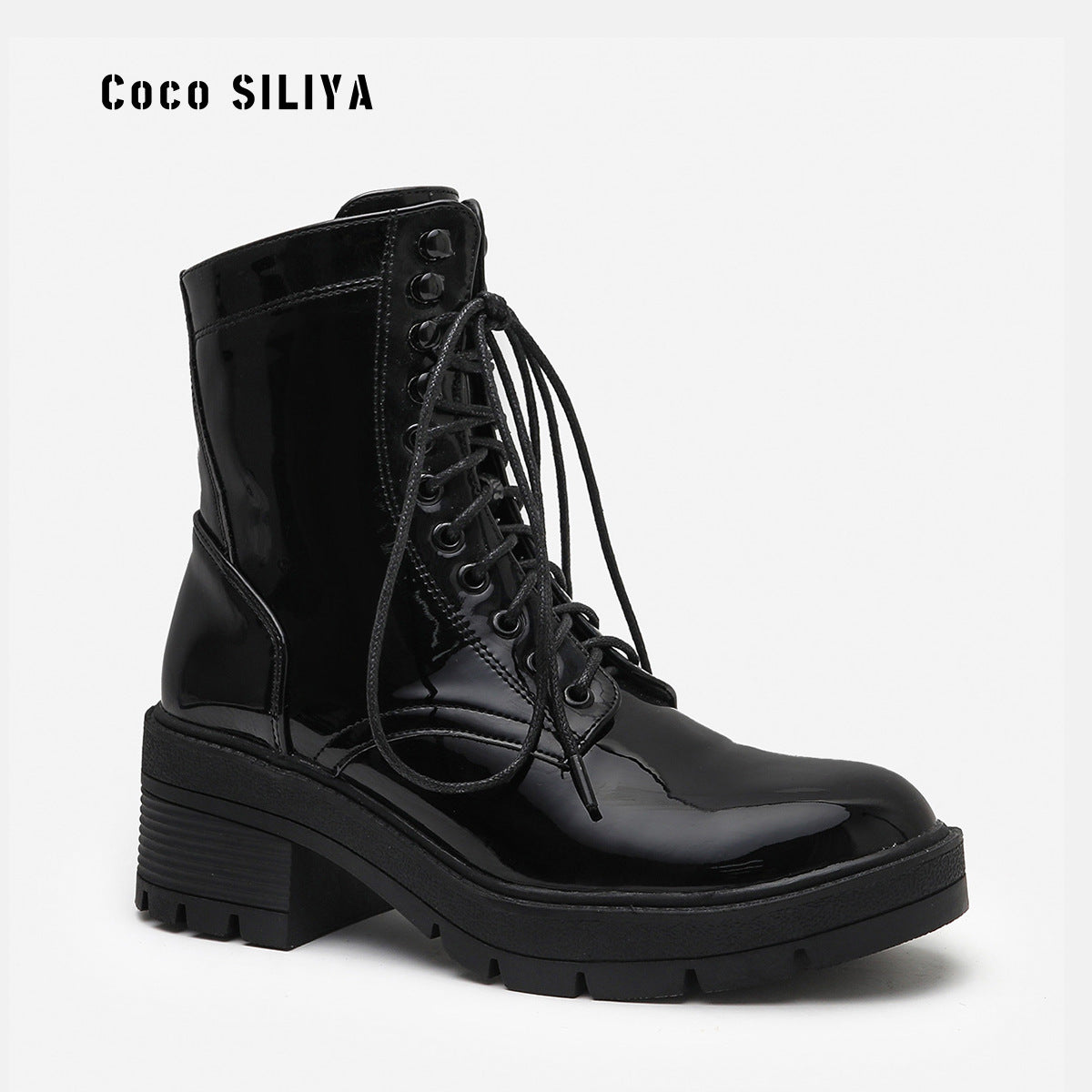 Harajuku Style Women's Patent Leather Boots