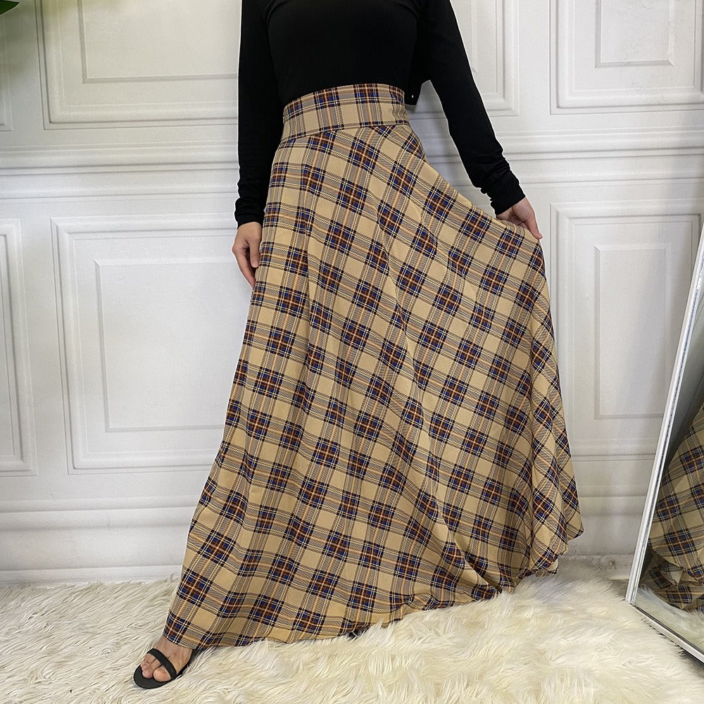 Playful Scottish Plaid Midi Skirt for Harajuku Style