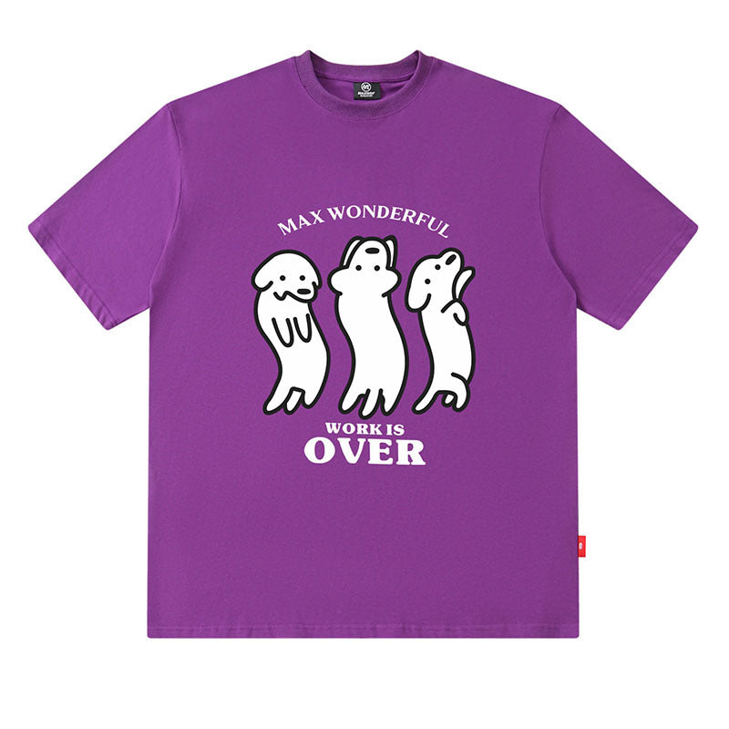 Oversized Cotton T-Shirt with Playful Sausage Dog Print