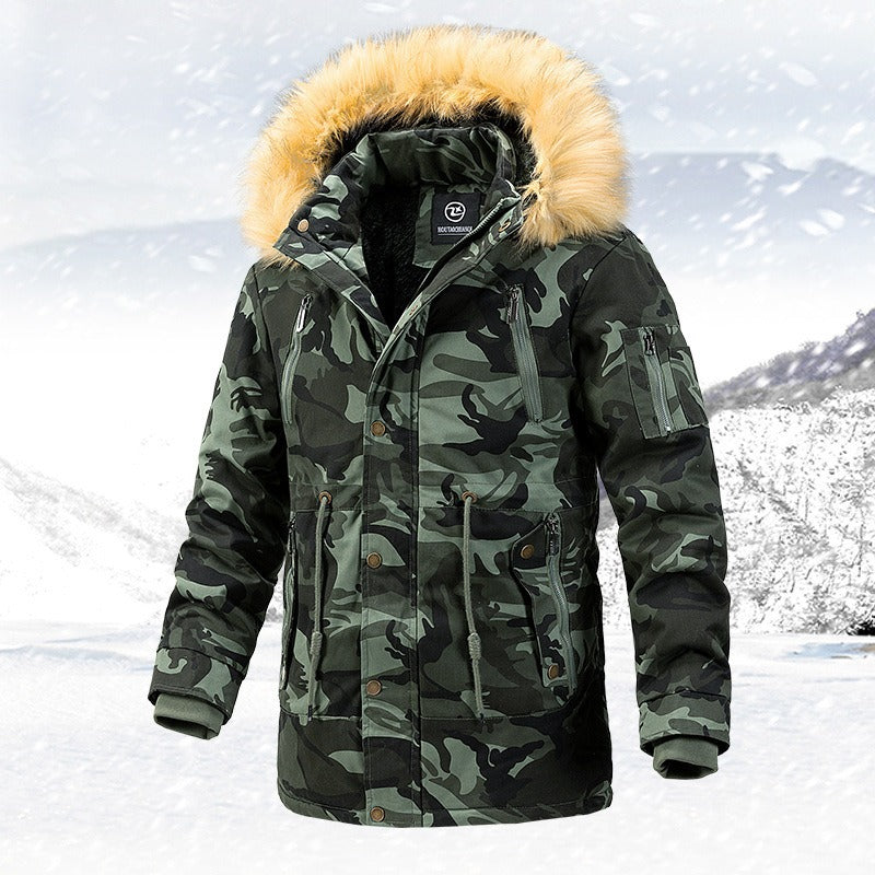 Men's Camouflage Fleece-Lined Jacket for Autumn/Winter