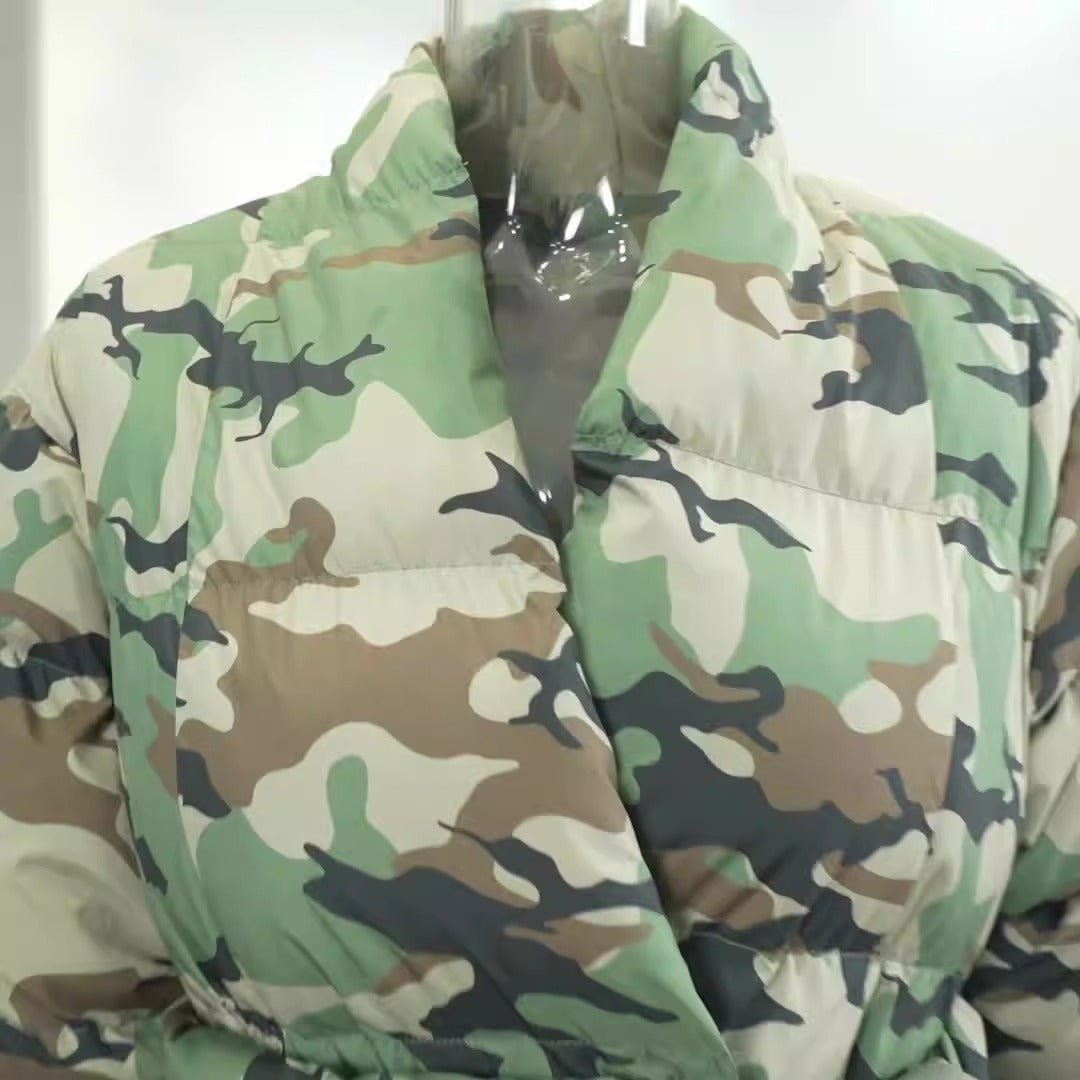 Personalized Camouflage Knitted Cuffs Cotton Jacket