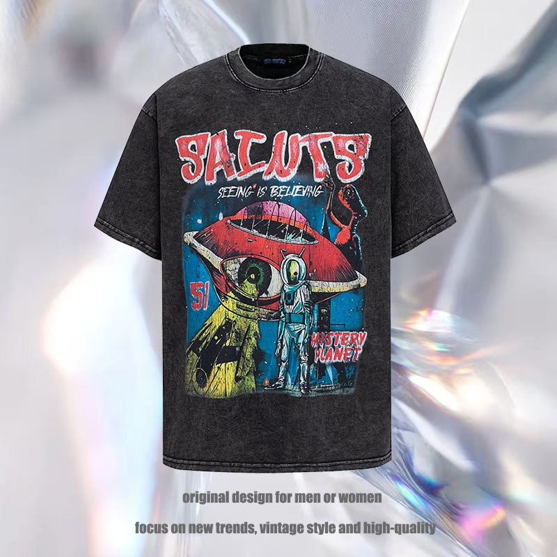 Playful Cartoon Printed T-Shirt for Men and Women