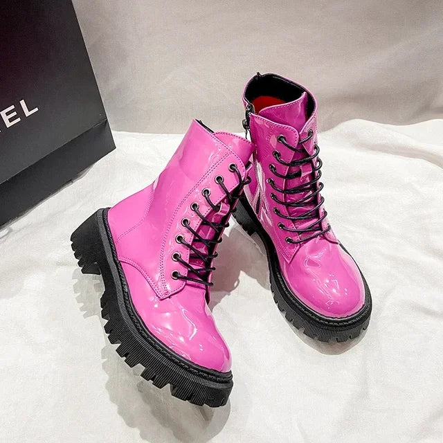 Harajuku Style Colorful Ankle Boots - Gothic Platform Punk