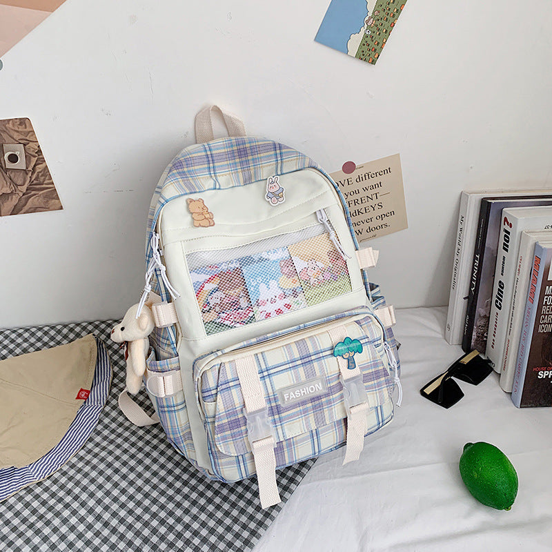 Cute Japanese JK Plaid School Backpack