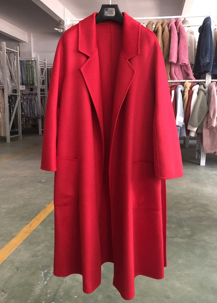Harajuku Style Double-Sided Wool Coat for Women
