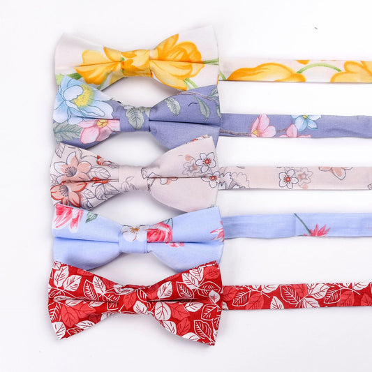 Cotton Bow Tie Print Suit & Pocket Square