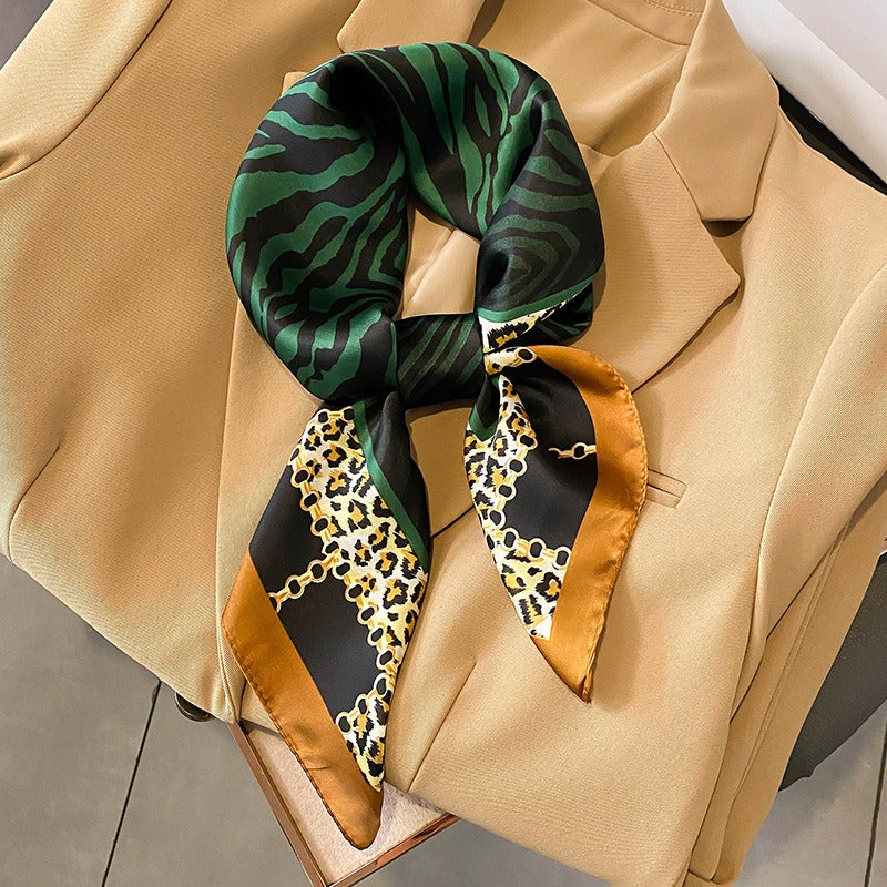 Playful Leopard Pattern Square Scarf for Women