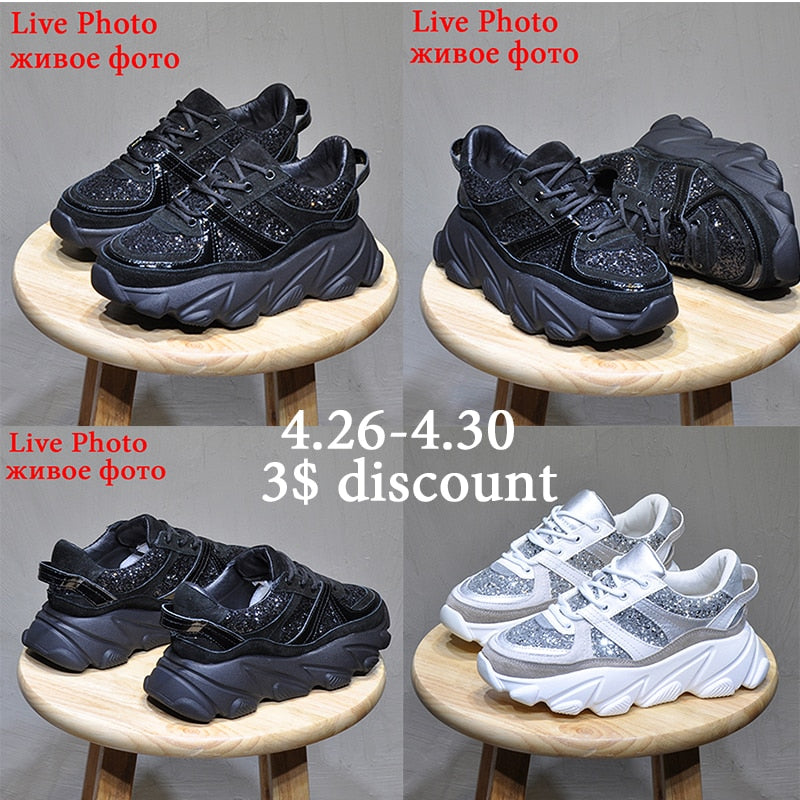 Harajuku Style Women’s Platform Sneakers – Chunky Black Wedges