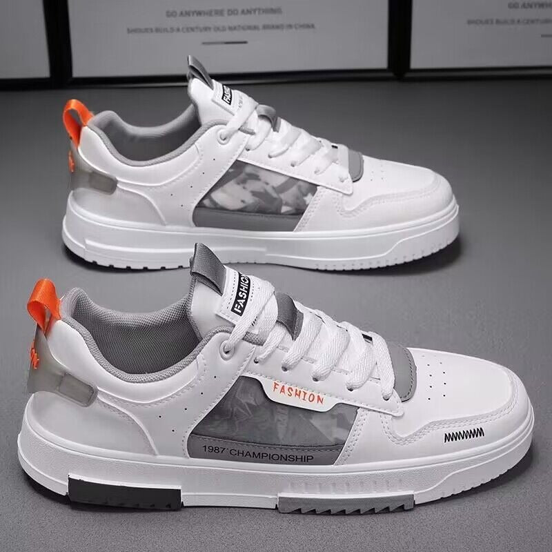 Harajuku-Inspired Breathable White Sneakers for Men