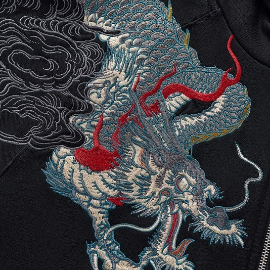 Harajuku Style Dragon and Phoenix Cardigan Sweatshirt
