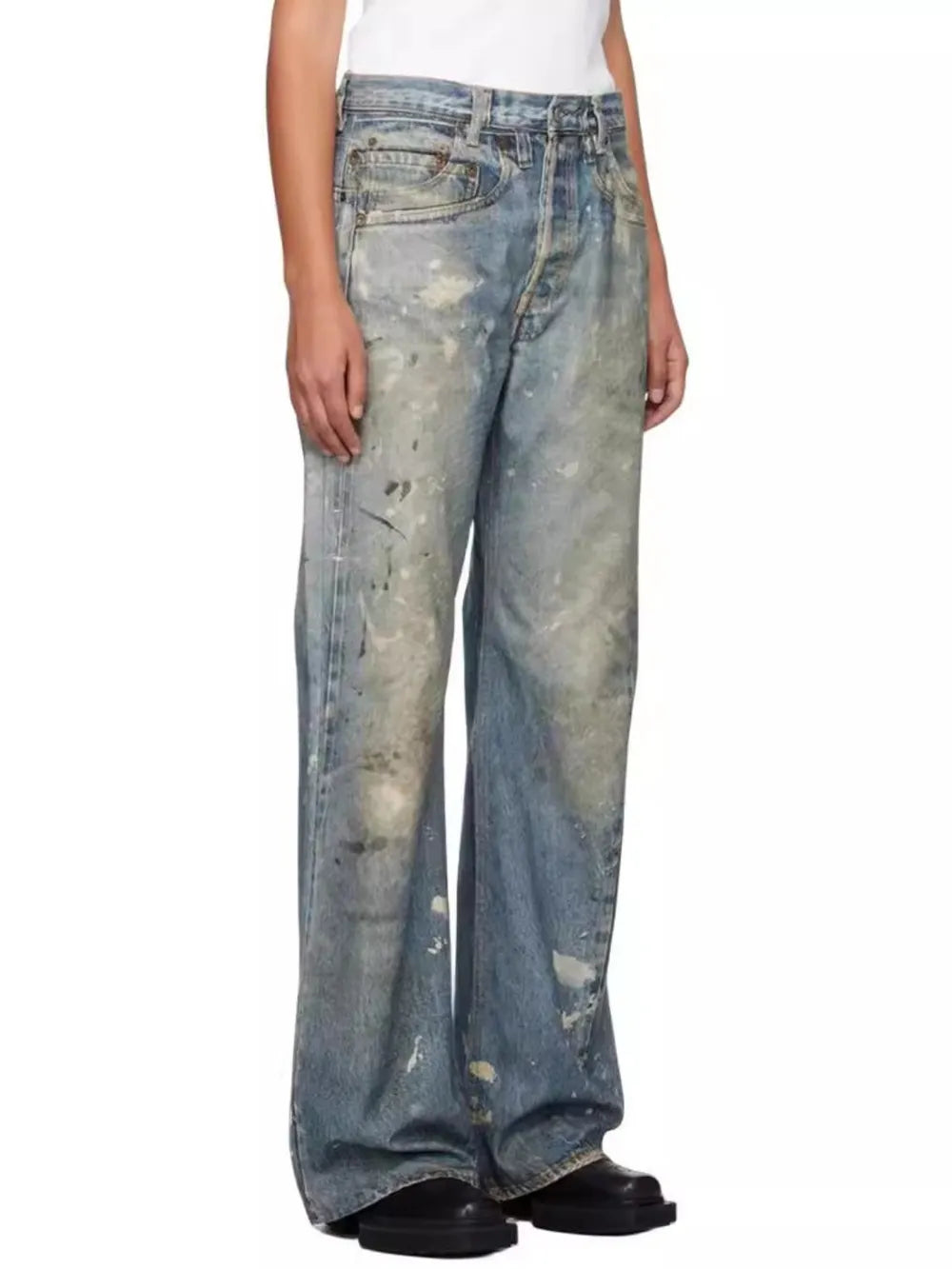 Men's Washed Printed Straight Jeans – Harajuku Style