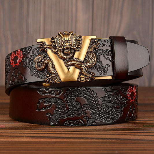 Harajuku Style Male Chinese Dragon Belt - Genuine Leather