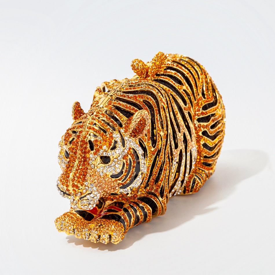 Tiger Crystal Clutch Bag - Luxury Rhinestone Evening Purse