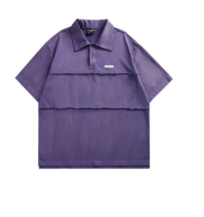 Hairy Edge Patchwork Polo Shirt