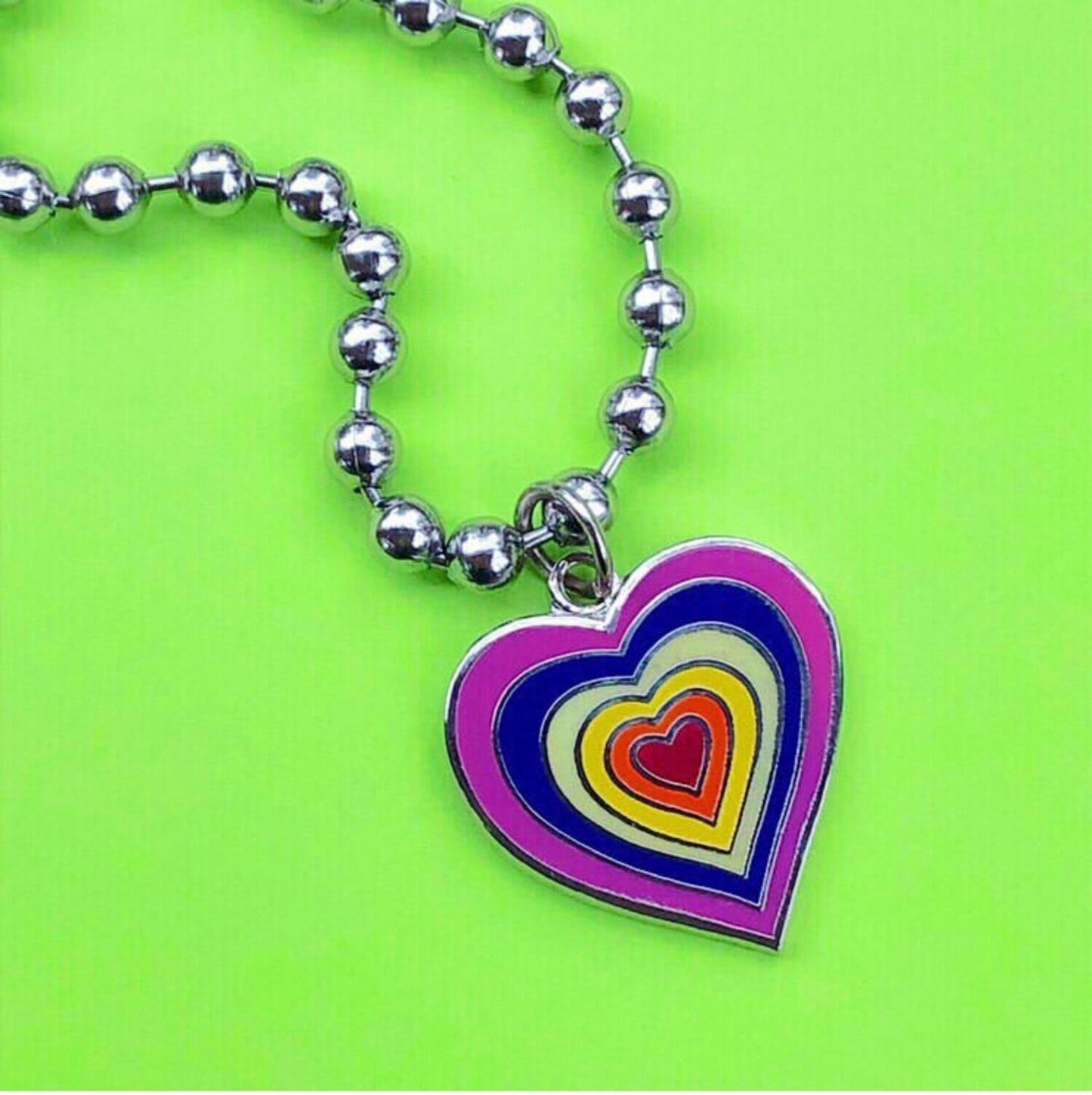 Colorful Butterfly Heart Pendant Necklace - Harajuku Style