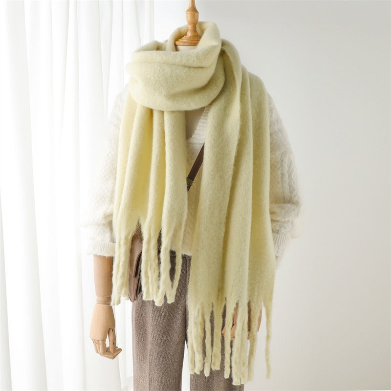 Versatile Mohair Scarf with Tassels for Harajuku Style