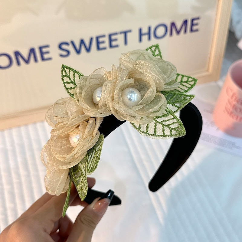 Fashionable Fabric Flower Pearl Headband