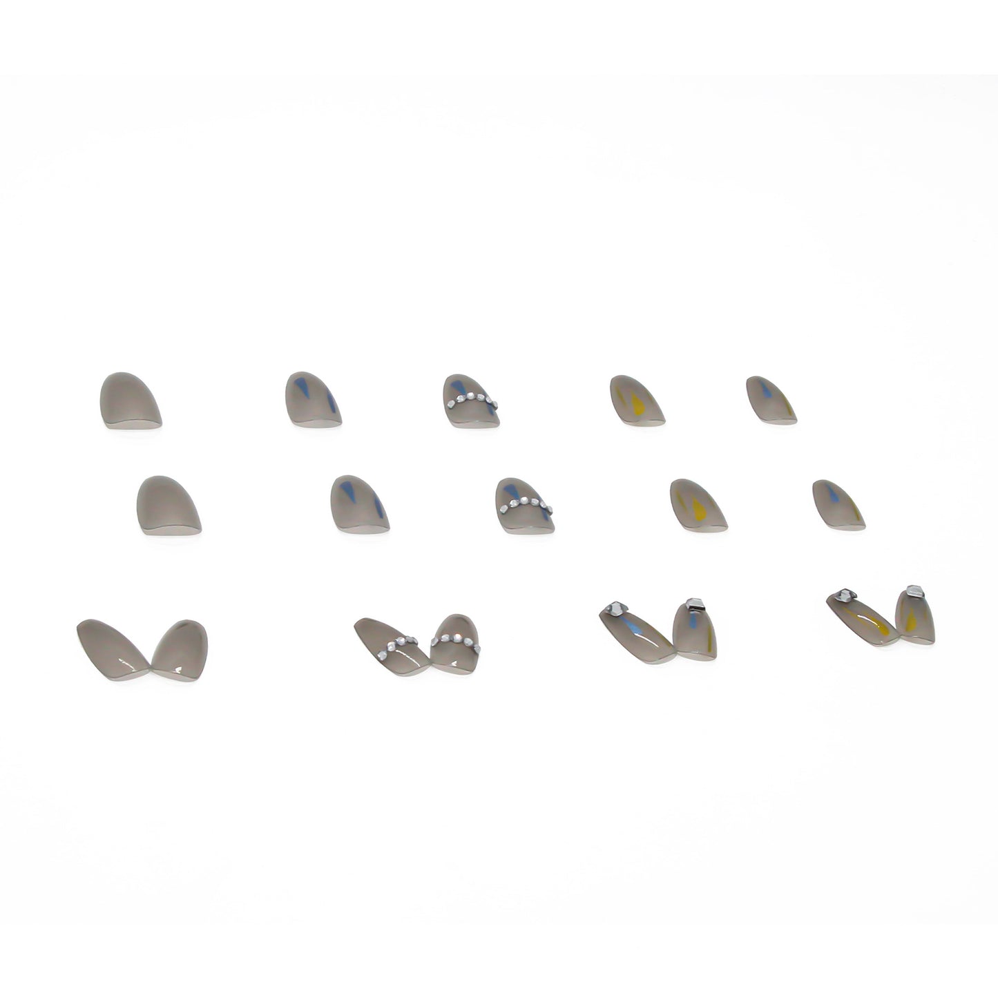 Transparent Gray High-End Square Drill Fake Nails