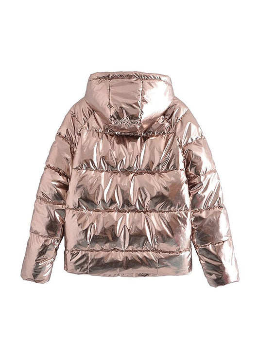 Harajuku Retro Gold Stamped Drawstring Hooded Coat